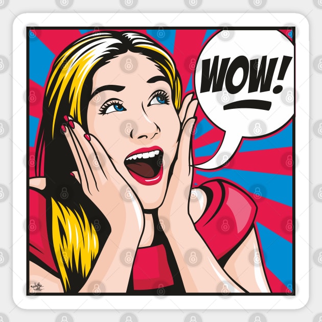 Wow Popart Girl Sticker TeePublic